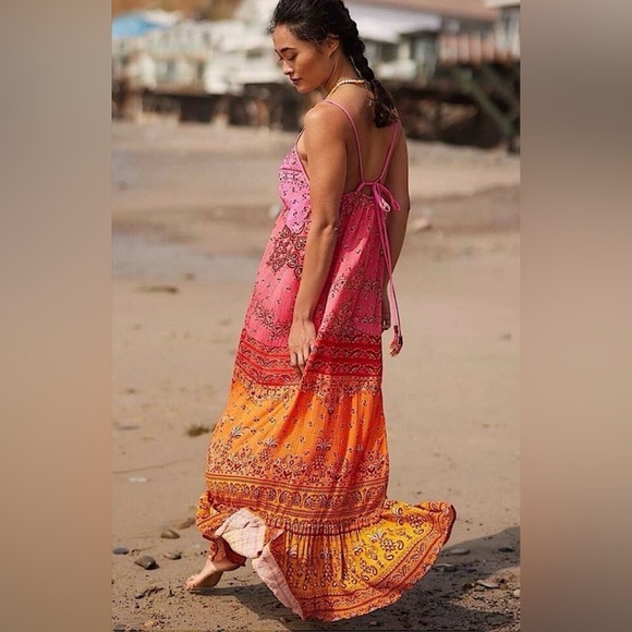 Anthropologie Pink and Orange Maxi Dress - Picture 2 of 12